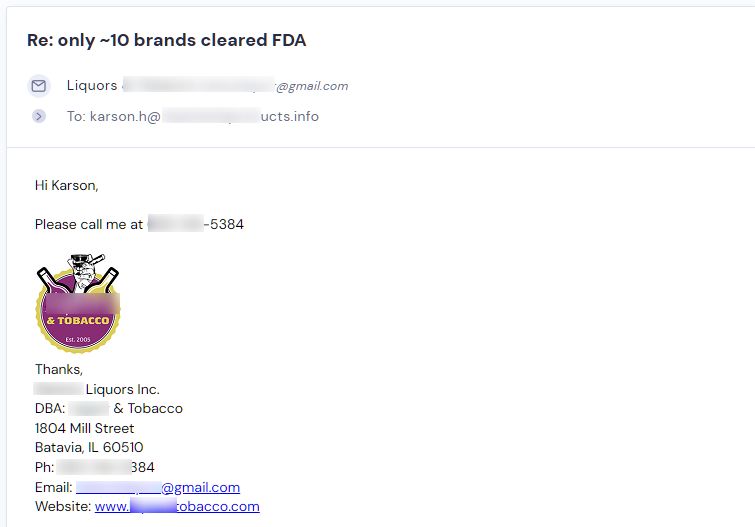 Retailer reply from Sesh Products